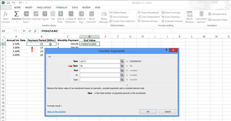 Nper Argument Displayed