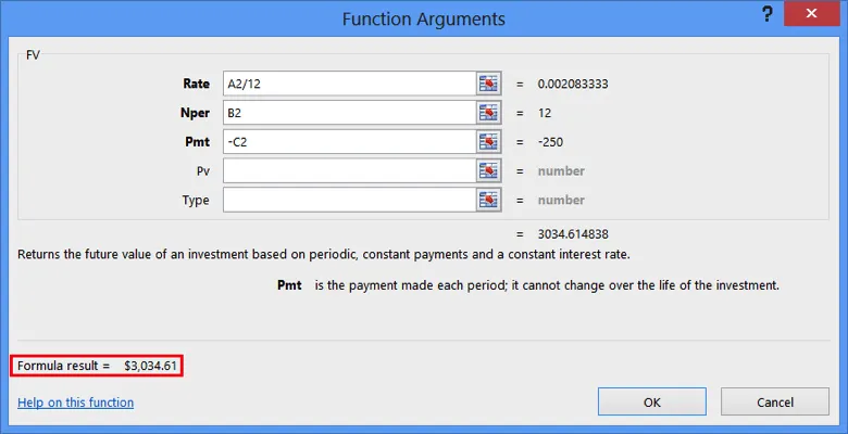 FV Argument Displayed