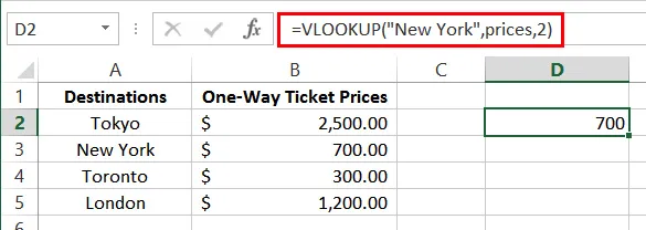 VLOOKUP on Formula Bar